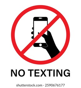 No Texting While Driving. Do Not Use Phone While Driving. Careless and Dangerous Driving Behavior. Vector Illustration. 