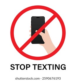 No Texting While Driving. Do Not Use Phone While Driving. Careless and Dangerous Driving Behavior. Vector Illustration. 