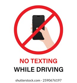 No Texting While Driving. Do Not Use Phone While Driving. Careless and Dangerous Driving Behavior. Vector Illustration. 