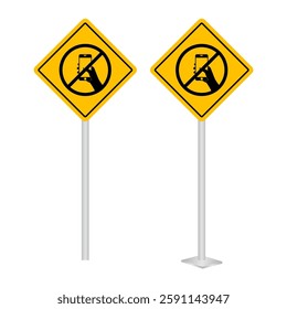 No Texting While Driving Sign. Do Not Use Phone While Driving. Careless and Dangerous Driving Behavior. Vector Illustration. 