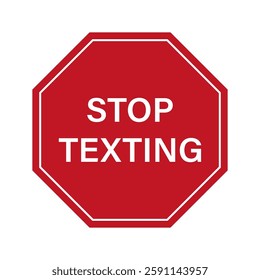 No Texting While Driving Sign. Do Not Use Phone While Driving. Careless and Dangerous Driving Behavior. Vector Illustration. 