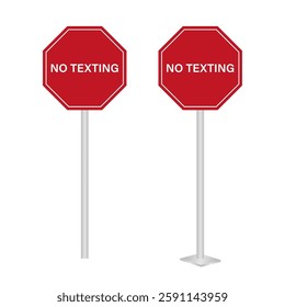 No Texting While Driving Sign. Do Not Use Phone While Driving. Careless and Dangerous Driving Behavior. Vector Illustration. 