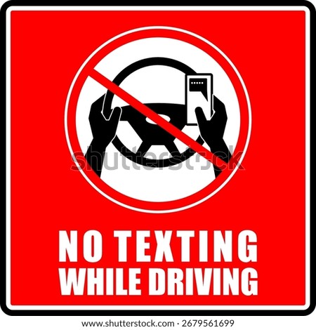 No Texting while driving, sign vector