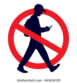 No Texting While Walking Allowed Vector