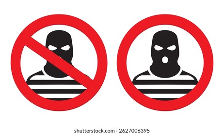 No Thief Hats Permitted Sign – Mask Ban, Store Entry Rule, Please Take Off Your Knitting Hat – Vector Illustration