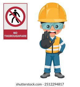 No thoroughfare. To prohibit the use of a thoroughfare by pedestrians. Collision with vehicles or machinery. Not using the thoroughfare. Safety first. Industrial safety and occupational health at work