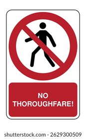No Thoroughfare Safety Prohibition Sign with Explanation – High Quality Vectorial Image