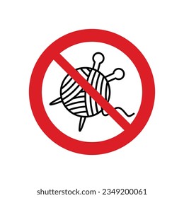 no thread icon vector. Prohibited knit sign