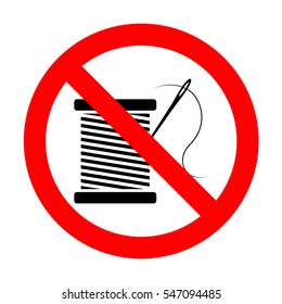 No Thread with needle sign illustration. 