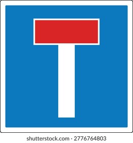 No Through Road T Road Sign Dead End Traffic Warning Illustration