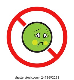 No Throwing Up Sign on White Background