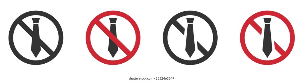 No tie vector icons set. No dress code vector signs