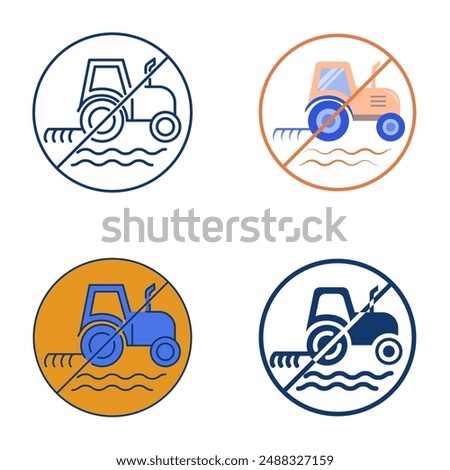 No tilling icon set in flat and line style. No-till farming. Decrease tillage. Vector illustration