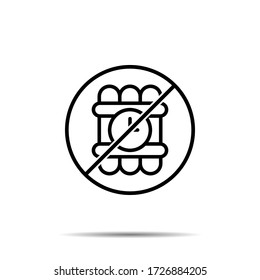 No hay tiempo, icono de la bomba. Línea delgada simple, contorno vector de prohibición del tiempo, prohibición, embargo, interdicción, íconos de prohibición para ui y ux, sitio web o aplicación móvil