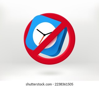 No time concept with clock icon. 3d vector illustration