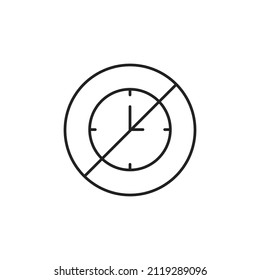 No Time Icon. Time Forbidden. High Quality Black Vector Illustration.  