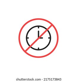 No Time Icon. Time Forbidden. High Quality In Colour Vector Illustration.  