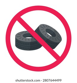 No tire sign, do not use rubber tires symbol, tire prohibited symbol
