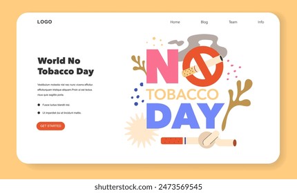 No Tobacco Day concept. A striking design for the anti-smoking initiative featuring bold text and prohibition symbols. Awareness raising graphic. Vector illustration.