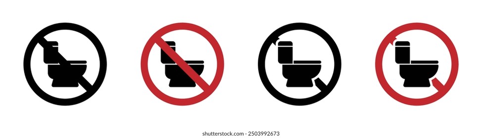 No toilet bowl vector icons set