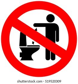 No toilet littering sign vector illustration on white background. Wc litter sign. Please do not litter in toilet, don't throw.