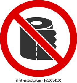 No toilet paper vector icon. Flat No toilet paper pictogram is isolated on a white background.