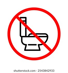 No toilet sign. Restroom out of order. Editable stroke. Vector illustration
