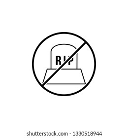 No Tombstone icon. Simple thin line, outline vector of Halloween ban, prohibition, forbid icons for UI and UX, website or mobile application
