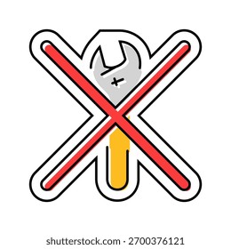 keine Werkzeuge erforderlich Farbe Symbol Vektor. keine Werkzeuge erforderlich Zeichen. einzelne Symbolgrafik