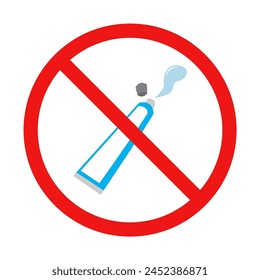 No Toothpaste Sign on White Background