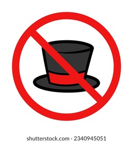 No Top Hat Sign on White Background