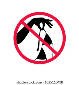 No Topless Sign. Forbiddance Of Nudism Icon. Vector Illustration.