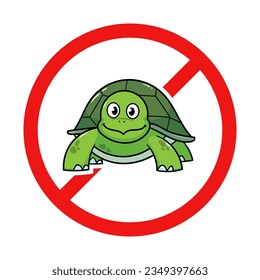 No Tortoise Sign on White Background