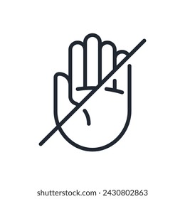 No touch editable stroke outline icon isolated on white background flat vector illustration. Pixel perfect. 64 x 64.