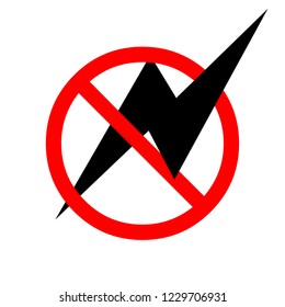 no touch electricity icon. No lightning sign on white background. Vector illustration