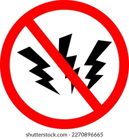 no touch electricity icon. No lightning sign on white background..eps