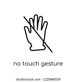 No touch gesture icon. Trendy modern flat linear vector No touch gesture icon on white background from thin line Hands and guestures collection, editable outline stroke vector illustration