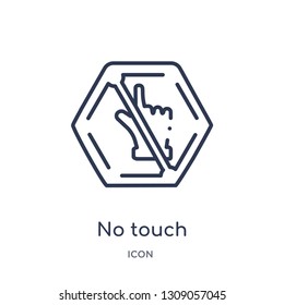 no touch icon from signs outline collection. Thin line no touch icon isolated on white background.
