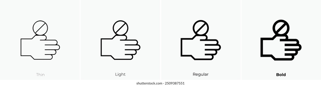 No touch icon. Thin, Light Regular And Bold style design isolated on white background