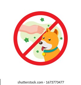 no touch pets symbol prohibition, prevent for infection disease in cartoon flat illustration vector isolated in white background