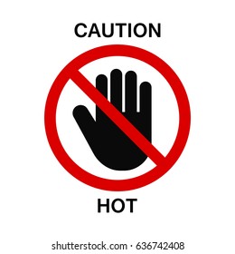 No touch sign, vector isolated caution sign with hand palm.