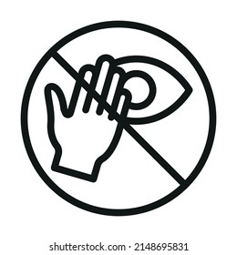 no tocando el icono del ojo. Negro sobre fondo blanco aislado