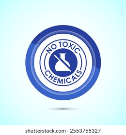 No Toxic Chemicals icon design illustration. No harmful chemical sign. Blue Color Button Design