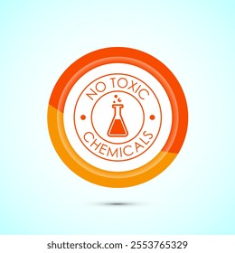 No Toxic Chemicals icon design illustration. No harmful chemical sign. Orange Color Button Design