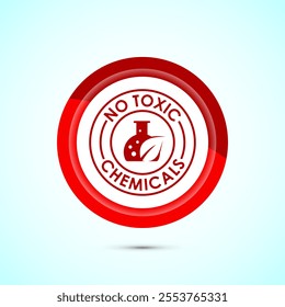 No Toxic Chemicals icon design illustration. No harmful chemical sign. Red Color Button Design