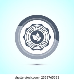 No Toxic Chemicals icon design illustration. No harmful chemical sign. Gray Color Button Design