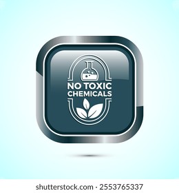 No Toxic Chemicals icon design illustration. No harmful chemical sign. Gray Color Square Button Design