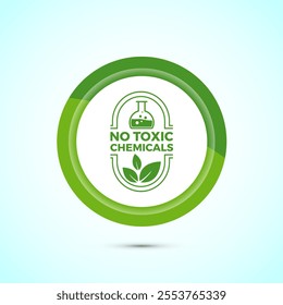 No Toxic Chemicals icon design illustration. No harmful chemical sign. Green Color Button Design