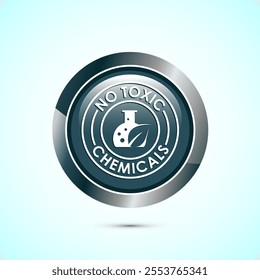 No Toxic Chemicals icon design illustration. No harmful chemical sign. Gray Color Round Button Design