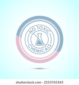 No Toxic Chemicals icon design illustration. No harmful chemical sign. Pastel Color Button Design